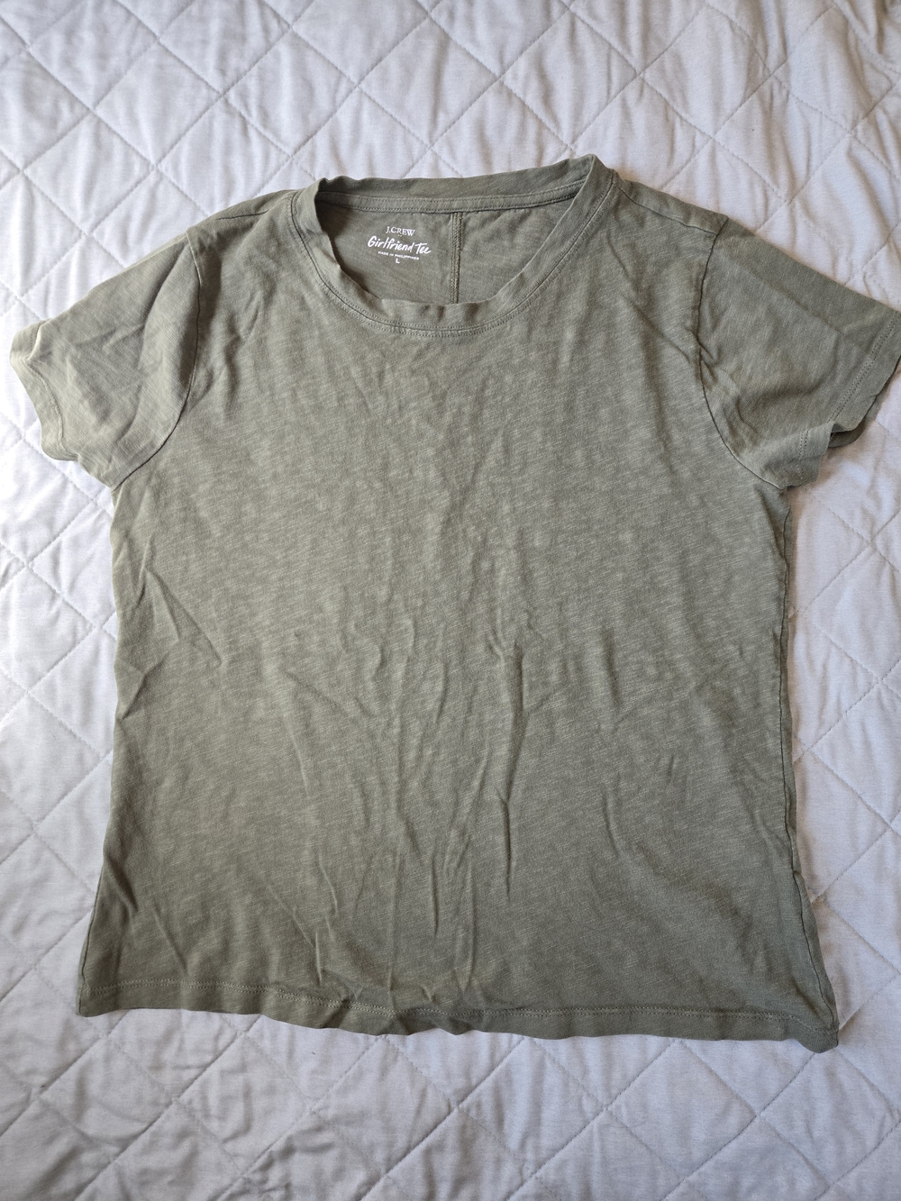 J. Crew Olive Green Girlfriend Tee - Short Sleeve Crewneck